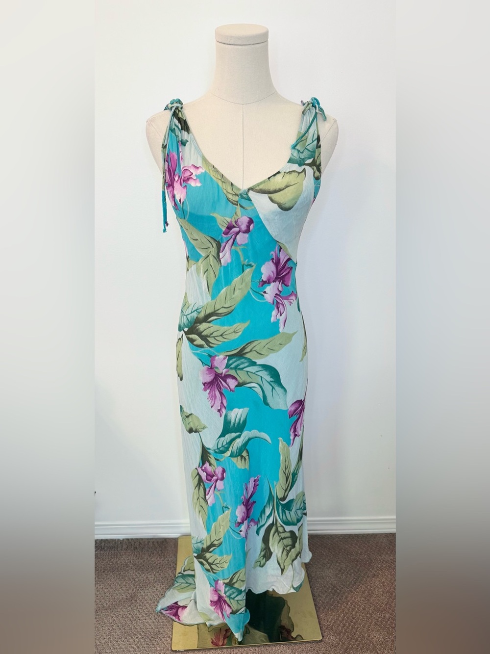 Jean Basic Turquoise Tropical Floral Maxi Dress - Picture 2 of 9